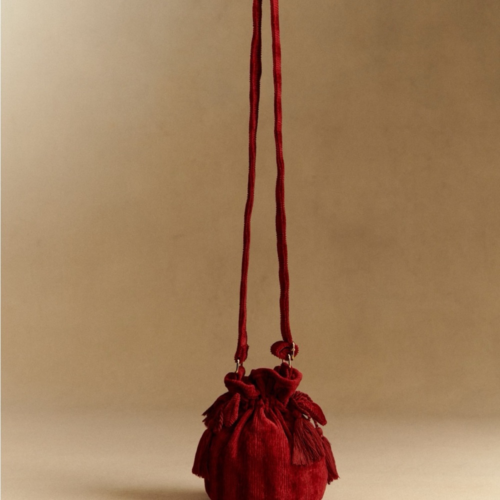 Sezane Crossbody pouch bag corduroy velvet